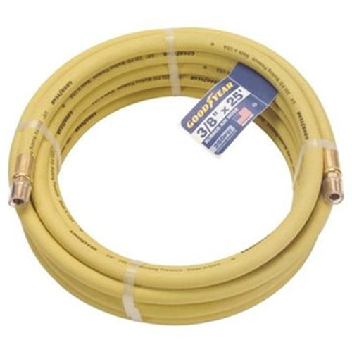 Yellow Rubber Air Hose 50' x 3/8" with 1/4" NPT BOWES HO AH-945Y