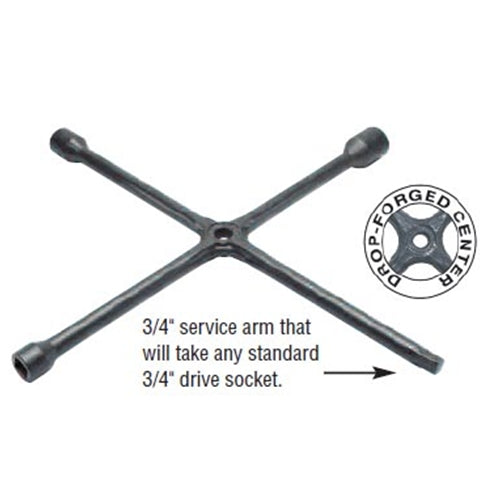 Heavy-Duty Truck Lug Wrench Socket Sizes 1-1/4", 1-1/2", 13/16" sq.,3/4" service arm square Ken Tool T95A / BOWES KT T95A