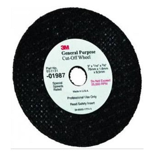 3M General Purpose Cut-Off Wheel, 01987, 3 in x 1/32 in x 3/8 in BOWES 3M 01987