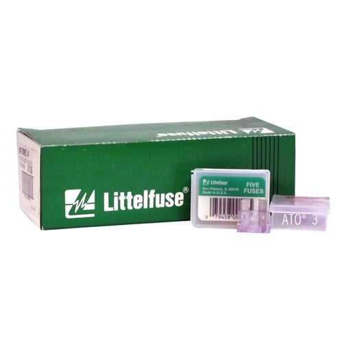 Littelfuse ATO 3 Box of 100 3amp Fast-Acting Automotive Blade Fuse