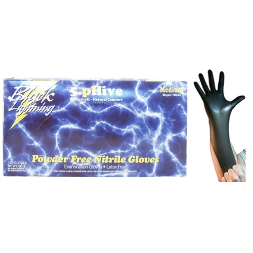 Black Lightning Medium Black Nitrile Gloves BOWES GL BLACK M Box of 100