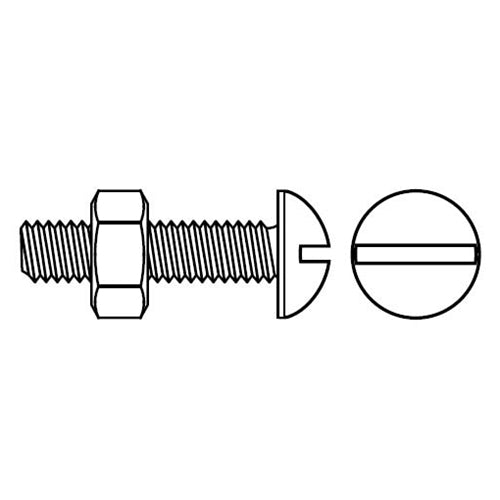 1/4-20 x 1-1/2 Slotted Round Head Stove Bolt with Nut BOWES 1230412 Box of 15
