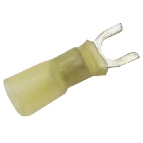 #8 Heat Shrink Yellow Spade Terminal Brazed (12-10) TMR HTYS8 Bag of 100