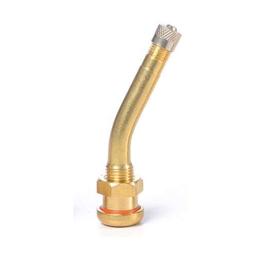 Heavy Truck Brass Valve Metric TR# V3-20-5 Length 1.56", 27 Deg Bend, 9.7mm Hole