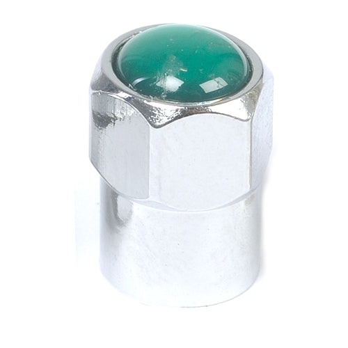 Valve Cap Chrome Hex-Head Green Top With Seal BOWES TV 37493N Box of 100