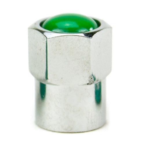 Chromed Plastic Valve Cap, Green Top with Seal BOWES TV 37493NP Box of 100