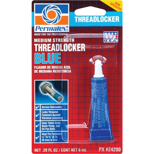 Permatex 24200 Medium Strength Threadlocker BLUE 6 ml tube, carded