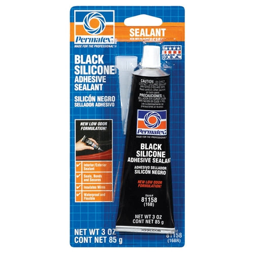 Permatex 81158 Black Silicone Adhesive Sealant 3 oz. tube