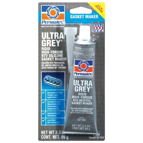 Permatex 82194 Ultra Grey Rigid High-Torque RTV Silicone Gasket Maker 3.5 oz. tube