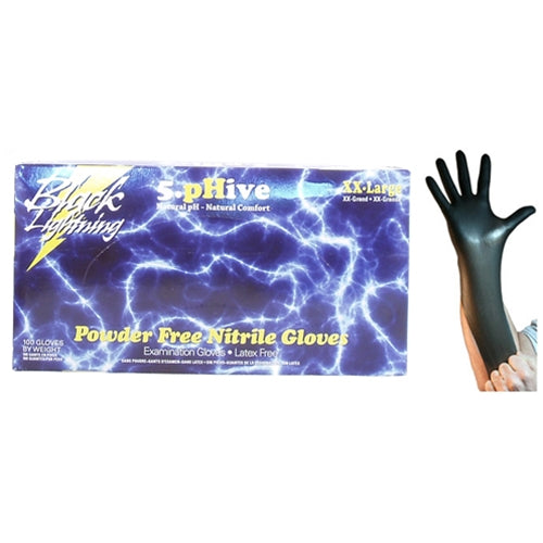 Black Lightning XL Large Black Nitrile Gloves BOWES GL BLACK XXL Box of 100